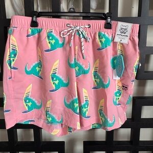 NWT Men’s Pink Surf Dino Swim Trunks